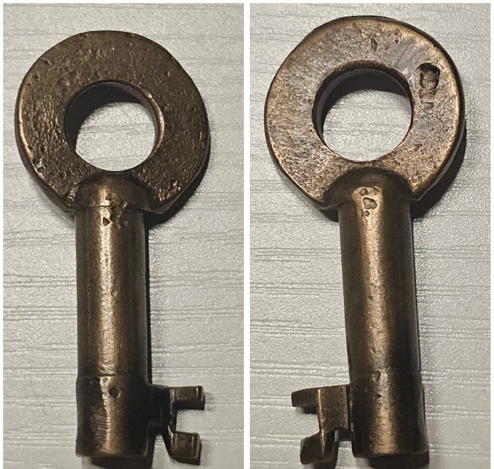 Antique 1900's Brass Railroad Key Hollow Barrel Obsolete